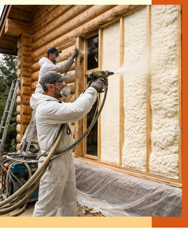 Утепление деревянного дома ППУ в Новомосковске от 4337 руб/м2 | ТепломастерНвм — под ключ