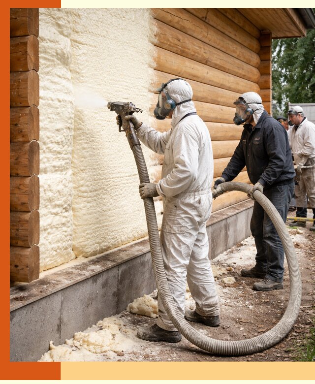 Утепление дома из бруса пенополиуретаном в Новомосковске