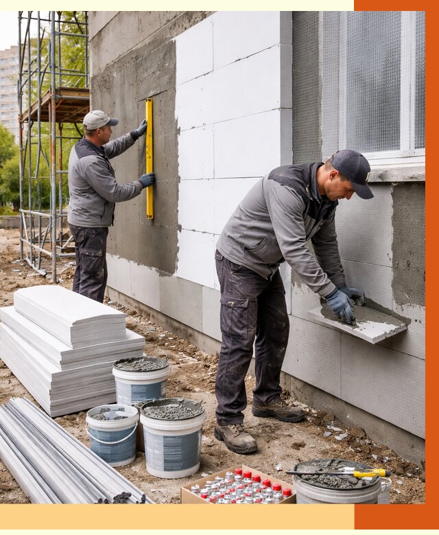 Утепление фасада и стен снаружи в Новомосковске от 4337 руб. | ТепломастерНвм