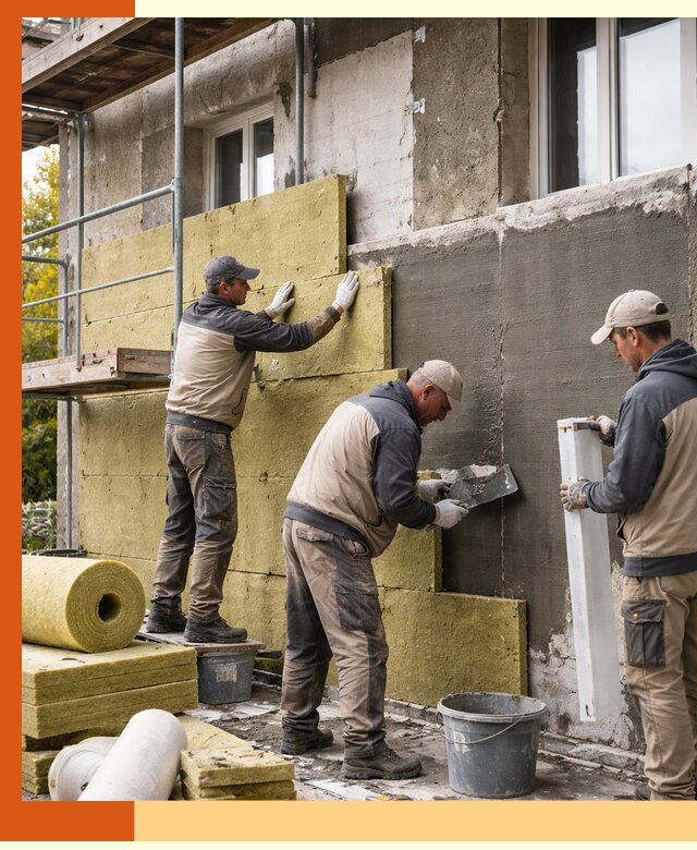 Утепление фасада зданий и домов в Новомосковске
