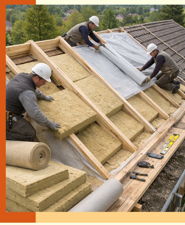 Утепление скатной крыши в Новомосковске качественно и надёжно