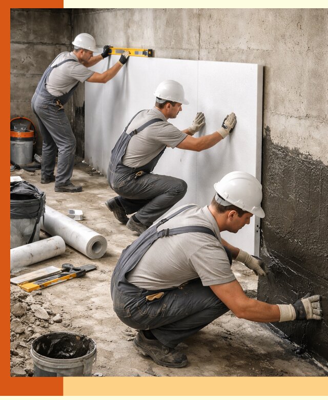 Утепление фундамента изнутри профессионально в Новомосковске