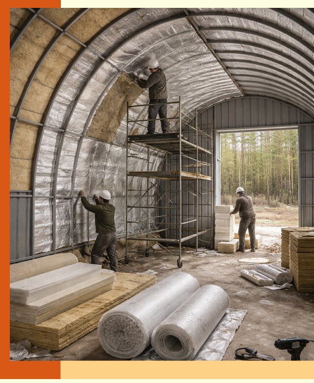 Утепление арочного ангара под ключ в Новомосковске