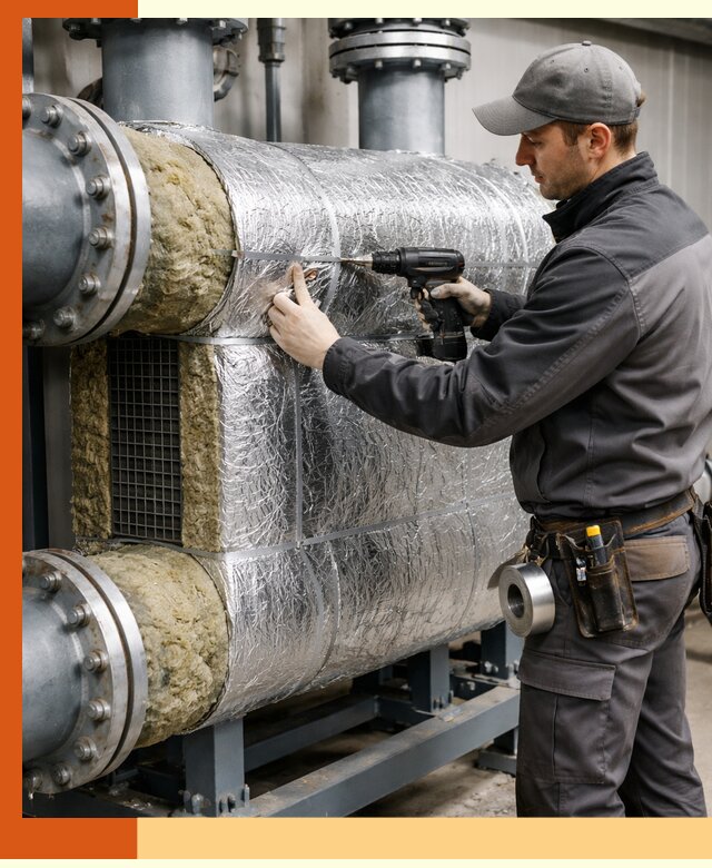 Утепление теплообменника в Новомосковске — профессиональная теплоизоляция оборудования